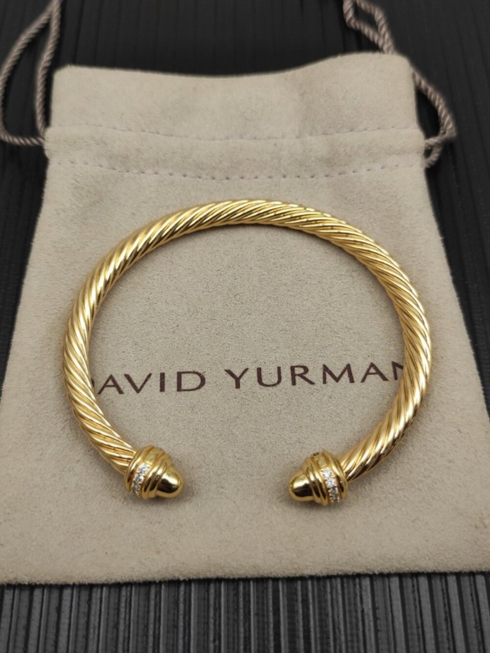 ▫️David Yurman▫️ 5mm Gold Round-End Diamond Bracelet